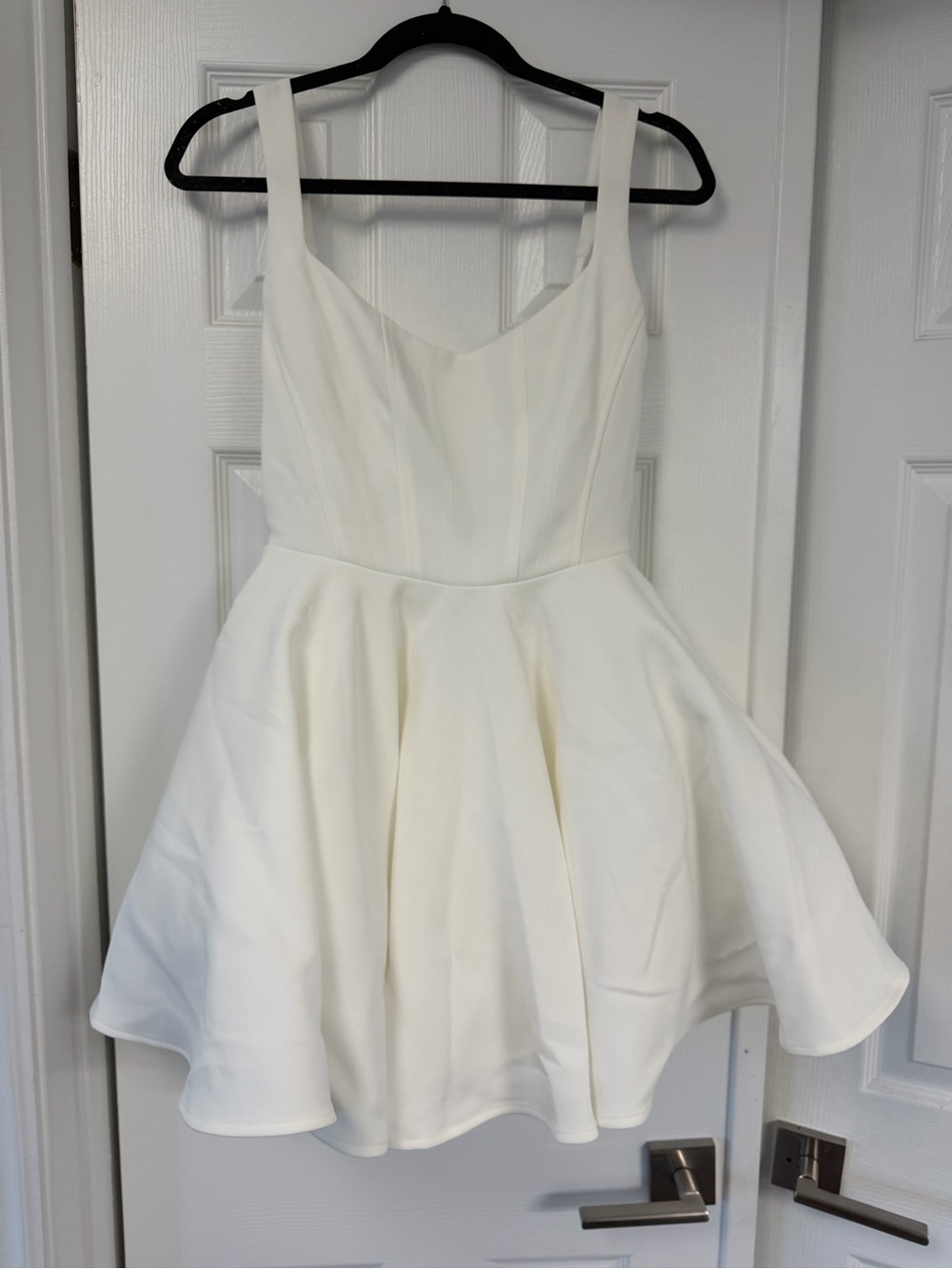 Women's White Mini Fit-and-Flare Dress with Wide Straps